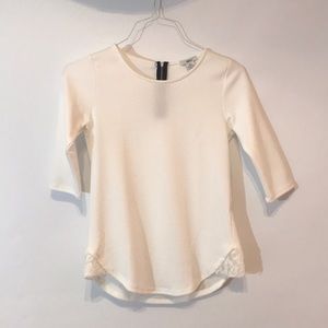 Bar III Fancy White Shirt with Lace Paneling